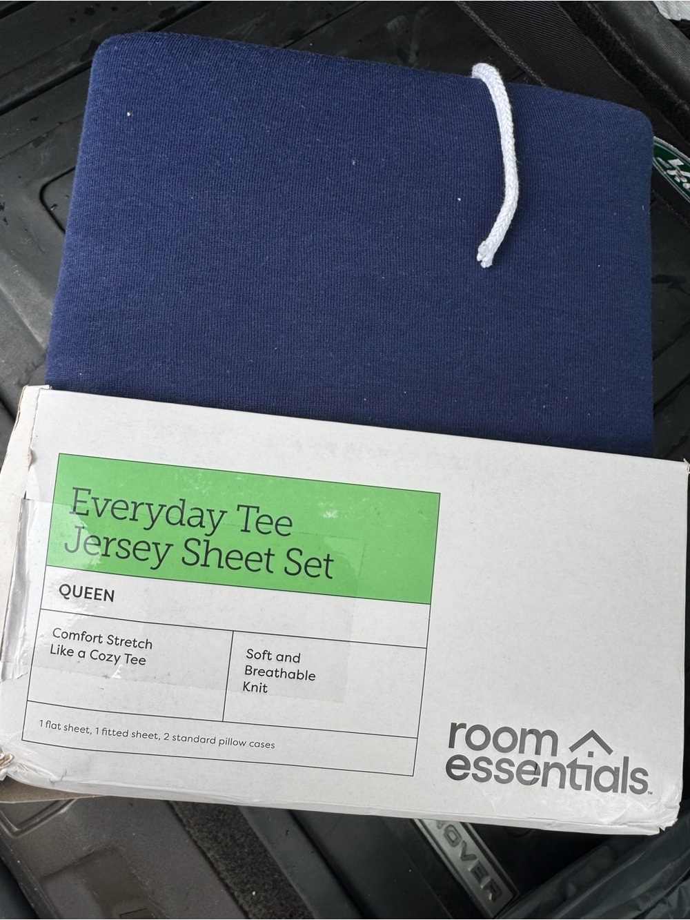 Room Essentials Everyday Tee Jersey Sheet Set - Navy